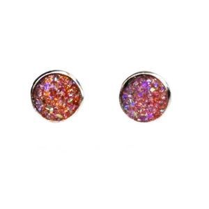 Burnt Orange Druzy Boho Stud Earrings new